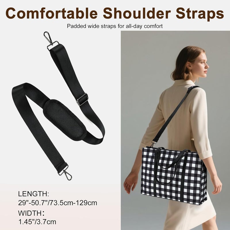 BTOOP Laptop Tote Bag for Women Work 15.6 inch Canvas Shoulder Bags Computer Messenger Purse Teacher Handbag Office Briefcase - Image 4